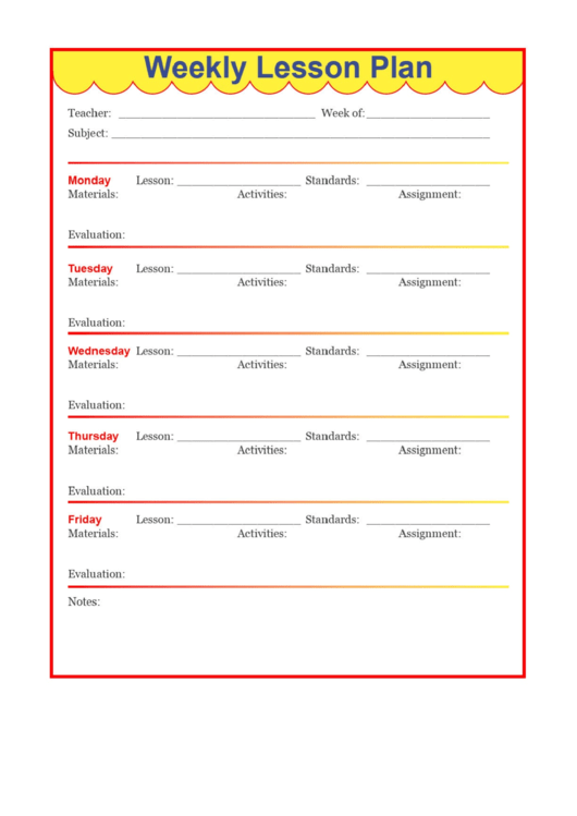 Fillable Lesson Plan Form Printable Forms Free Online