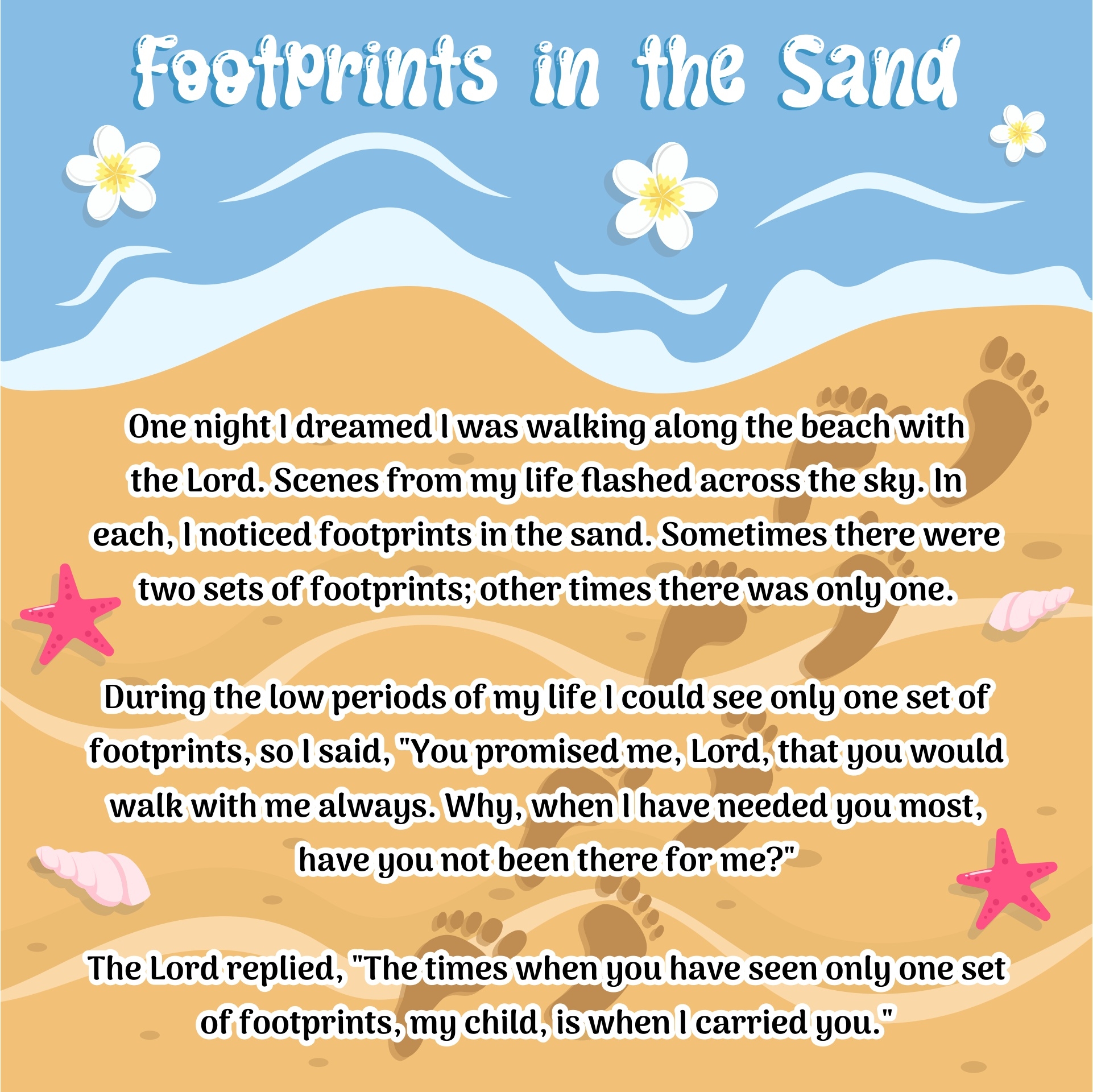 Free Printable Footprints In The Sand Poem