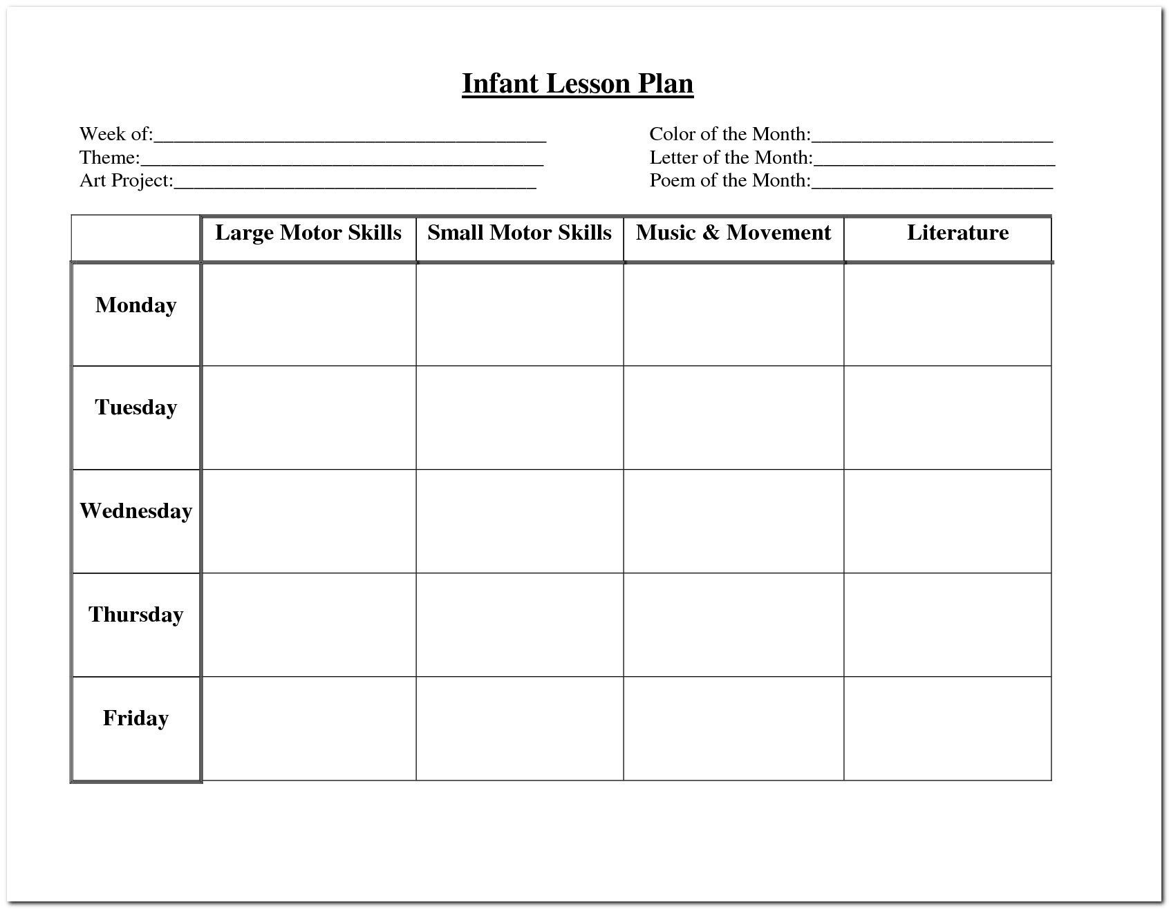 Free Printable Preschool Lesson Plan Forms