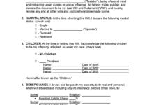 Printable Last Will And Testament Template Free
