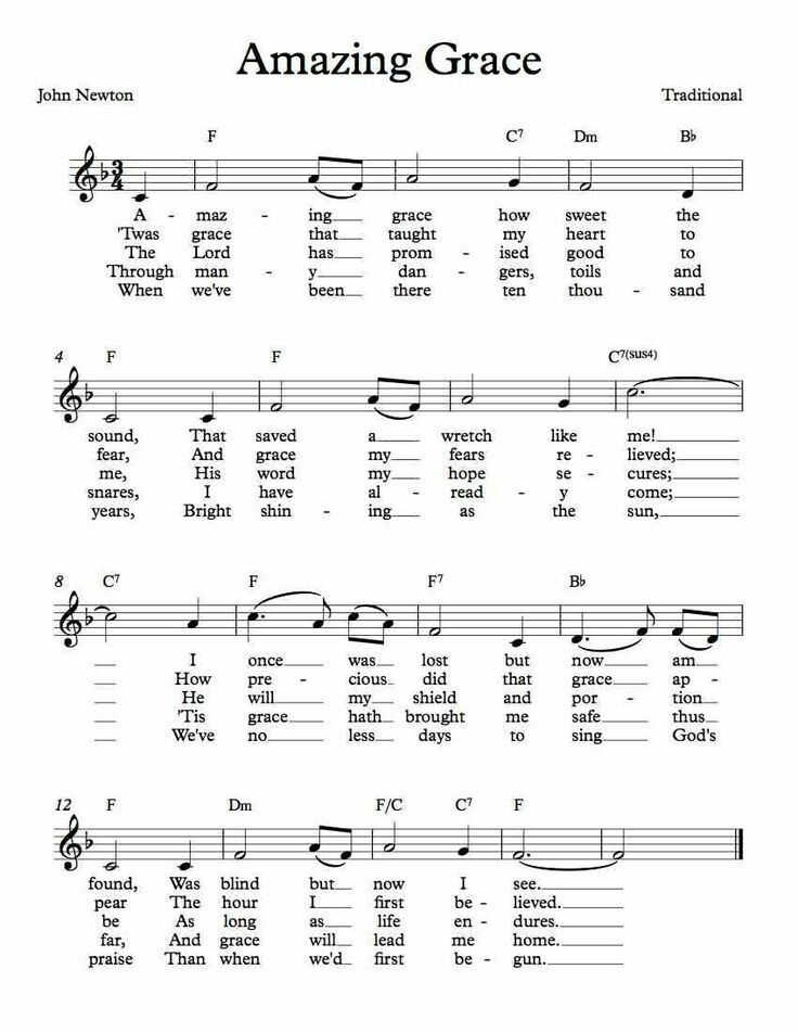 Free Printable Amazing Grace Sheet Music Atonement Blessings Christ 