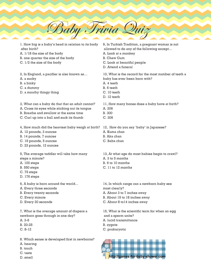 Free Printable Baby Shower Trivia Games