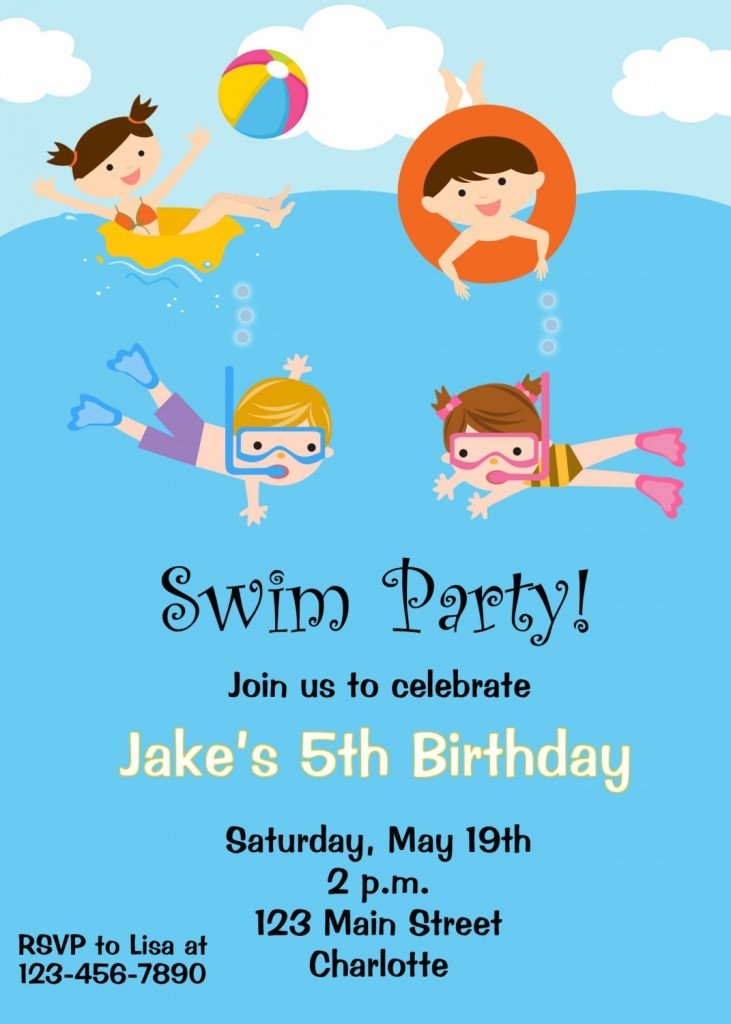 Pool Birthday Party Invitations Free Printable