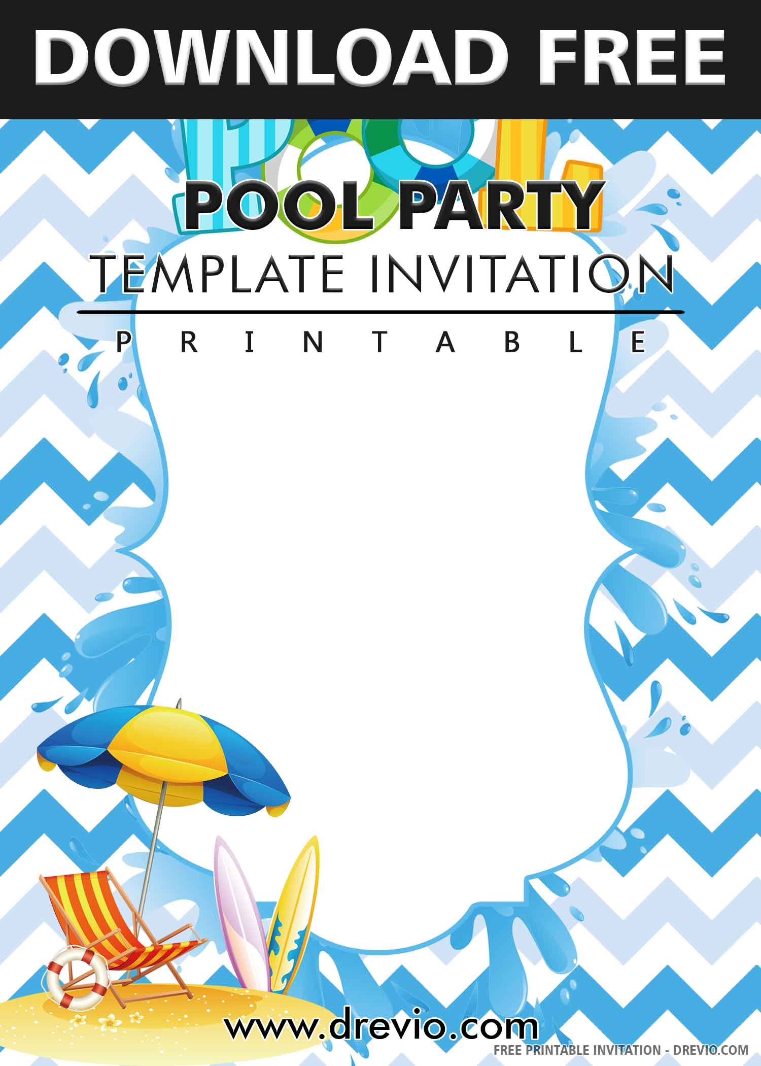 Free Printable Birthday Pool Party Invitations