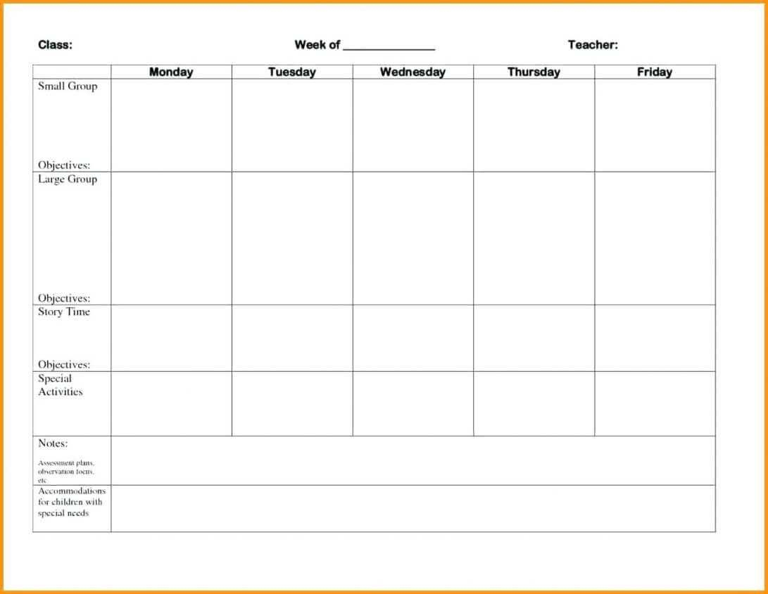 Free Printable Blank Preschool Lesson Plan Forms Printable Forms Free 