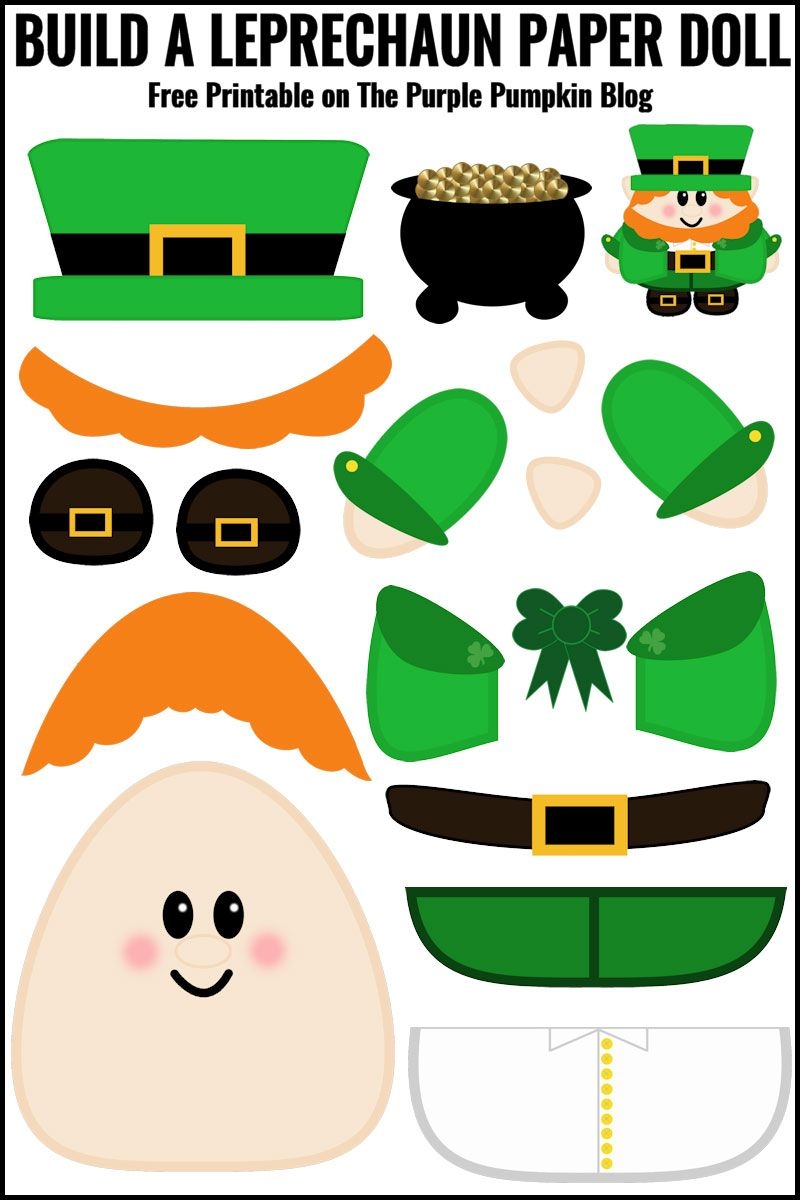 Free Printable Build A Leprechaun Paper Doll St Patricks Day Crafts 