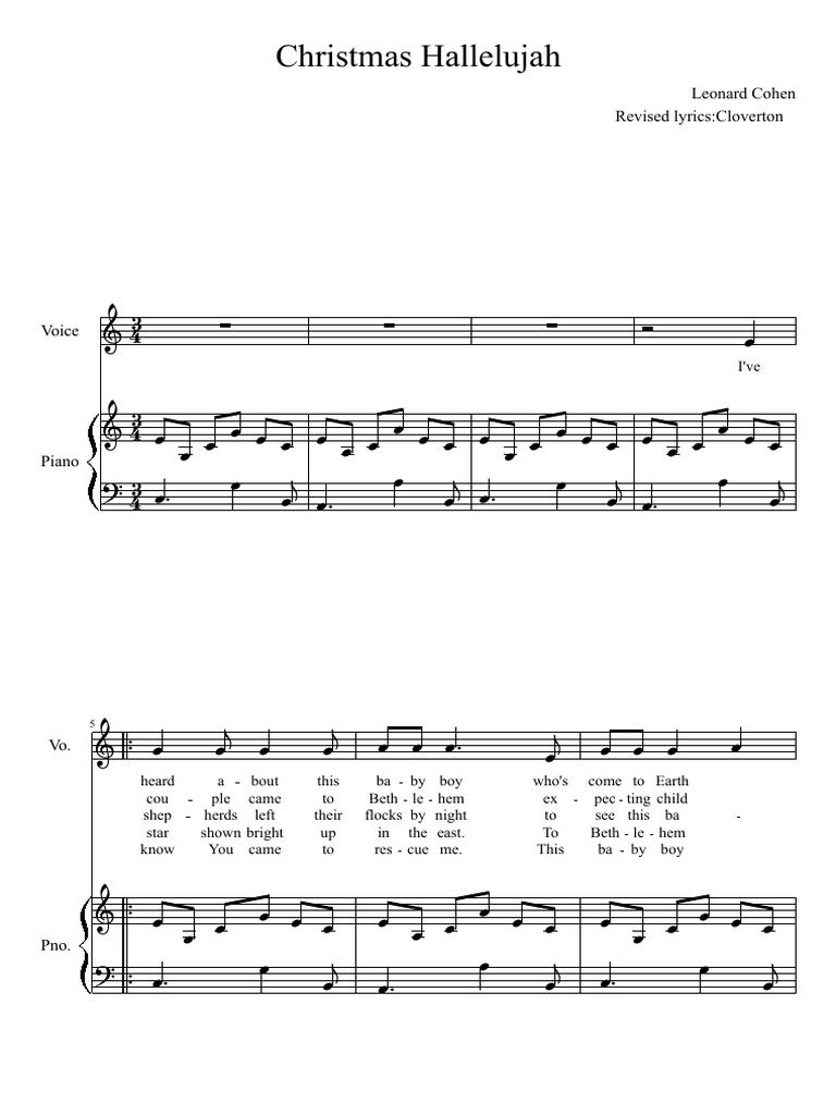 Free Printable Christmas Hallelujah Sheet Music Printable Templates