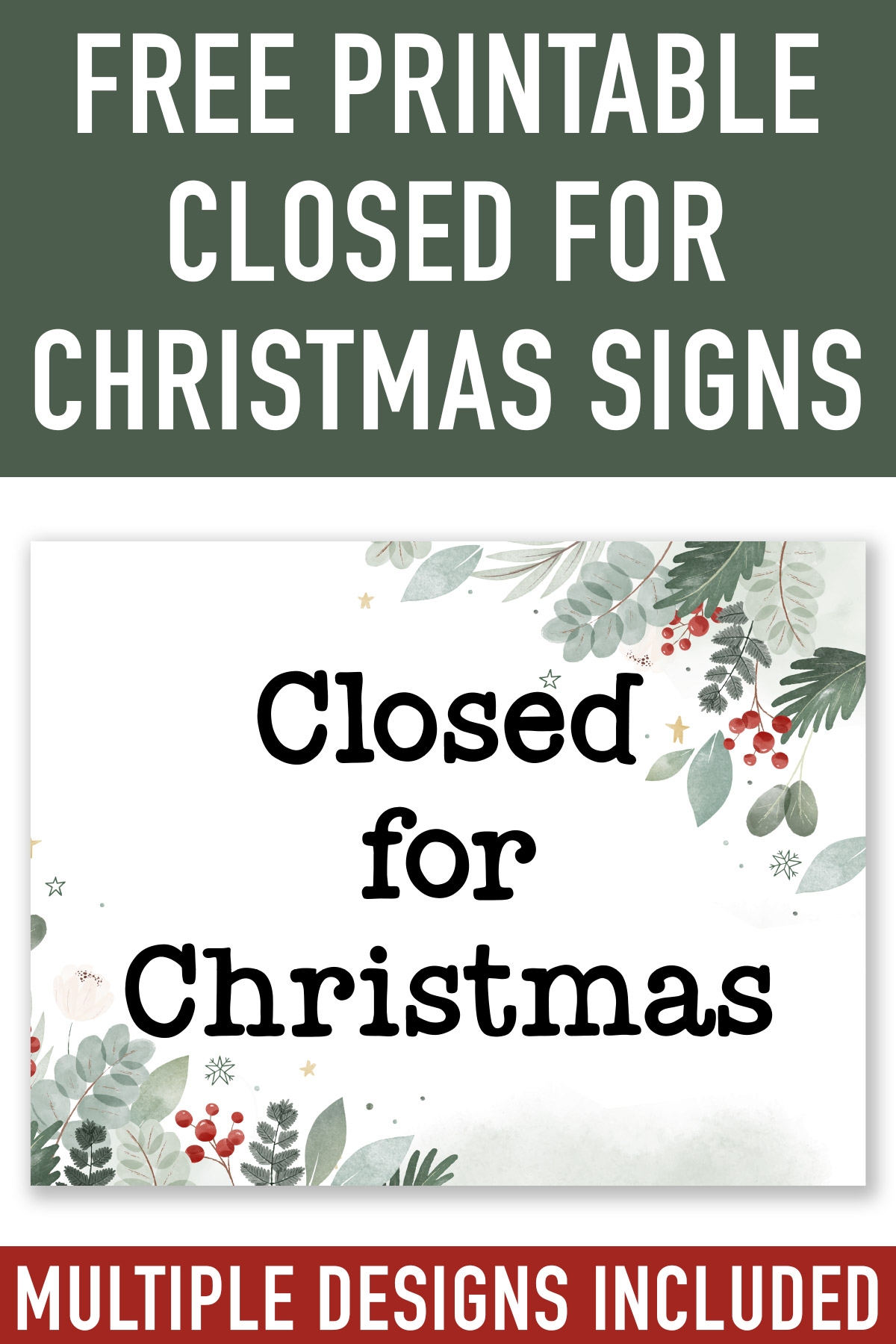 Free Printable Closed For Christmas Sign Template