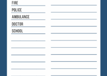 Free Printable Emergency Contact List For Home