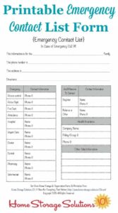 Free Printable Emergency Contact List Form Emergency Contact List