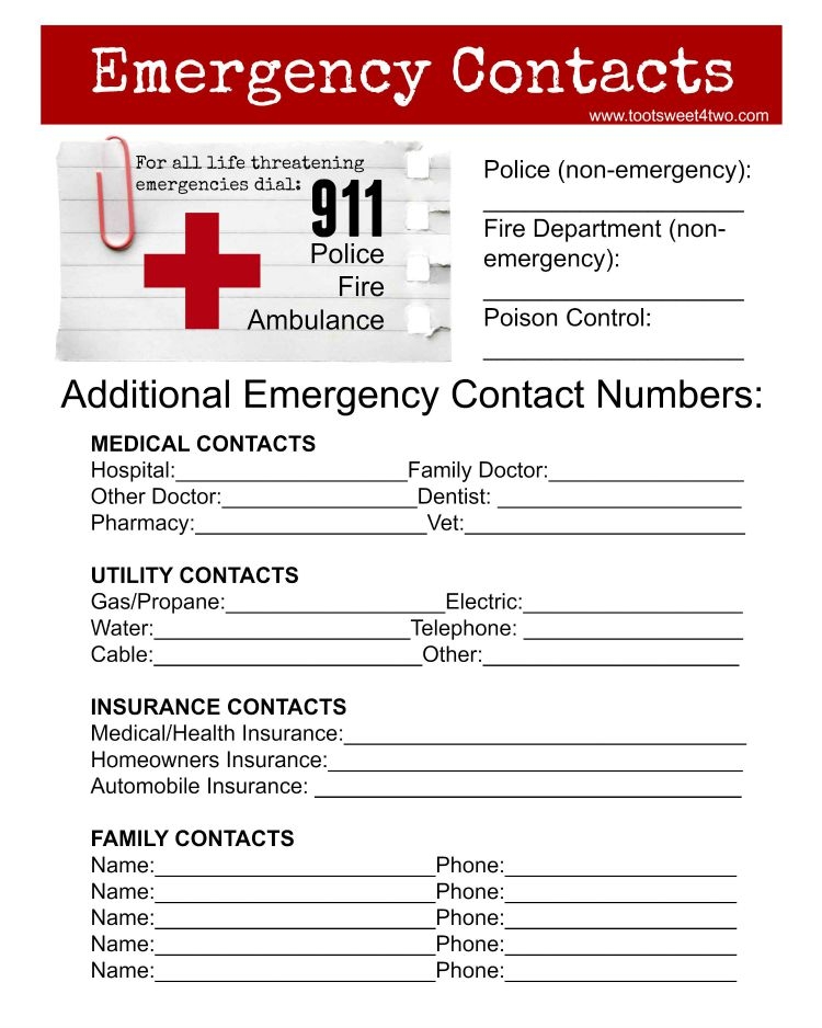 Free Printable Emergency Phone Number List Vrogue co