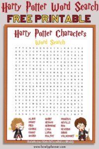 Free Printable Harry Potter Characters Word Search Puzzle Lovely Planner