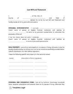 Free Printable Last Will And Testament Blank Forms Printable Templates