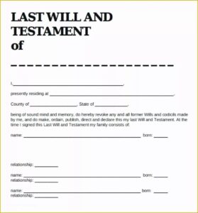Free Printable Last Will And Testament Blank Forms Tennessee