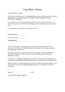 Free Printable Late Rent Notice Template