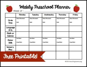 Free Printable Preschool Lesson Plan Forms