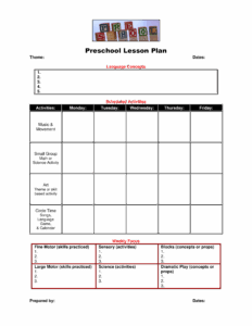Free Printable Preschool Lesson Plans Forms Printable Forms Free Online