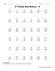 Free Printable Second Grade Math Worksheets Free Printable Riset