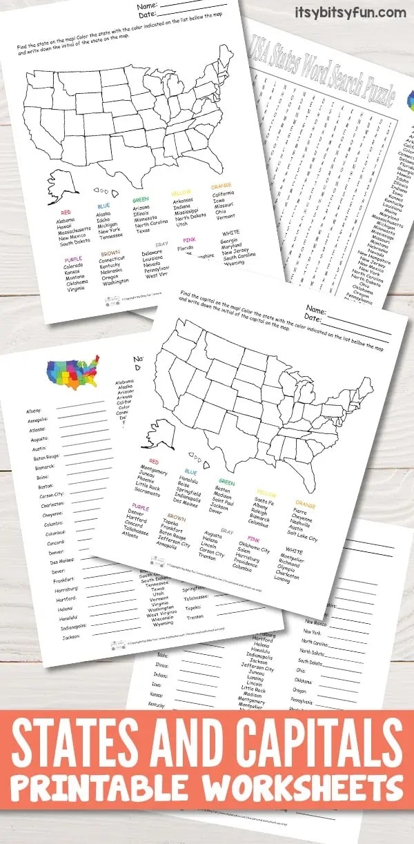 Free Printable States And Capitals Worksheets