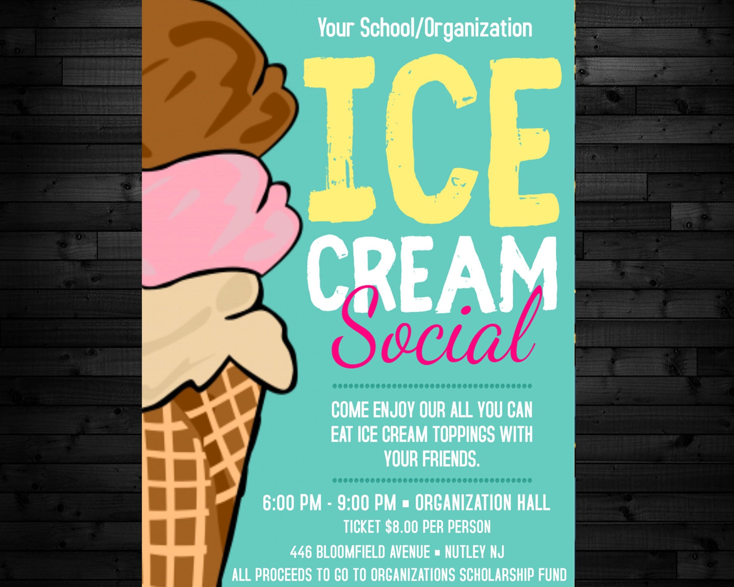 Free Printable Template Ice Cream Social Flyer Social Media Template