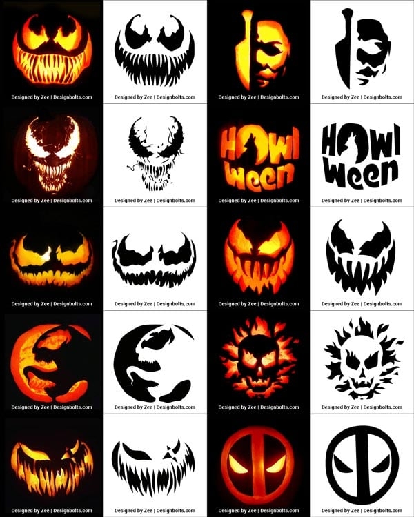Free Printable Venom Pumpkin Carving Stencils