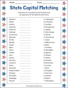 Free States Capitals Worksheet Packet Easy Print The Simple