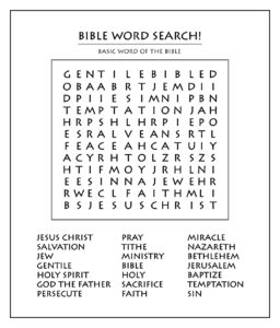 Kids Bible Word Search Puzzles Printable