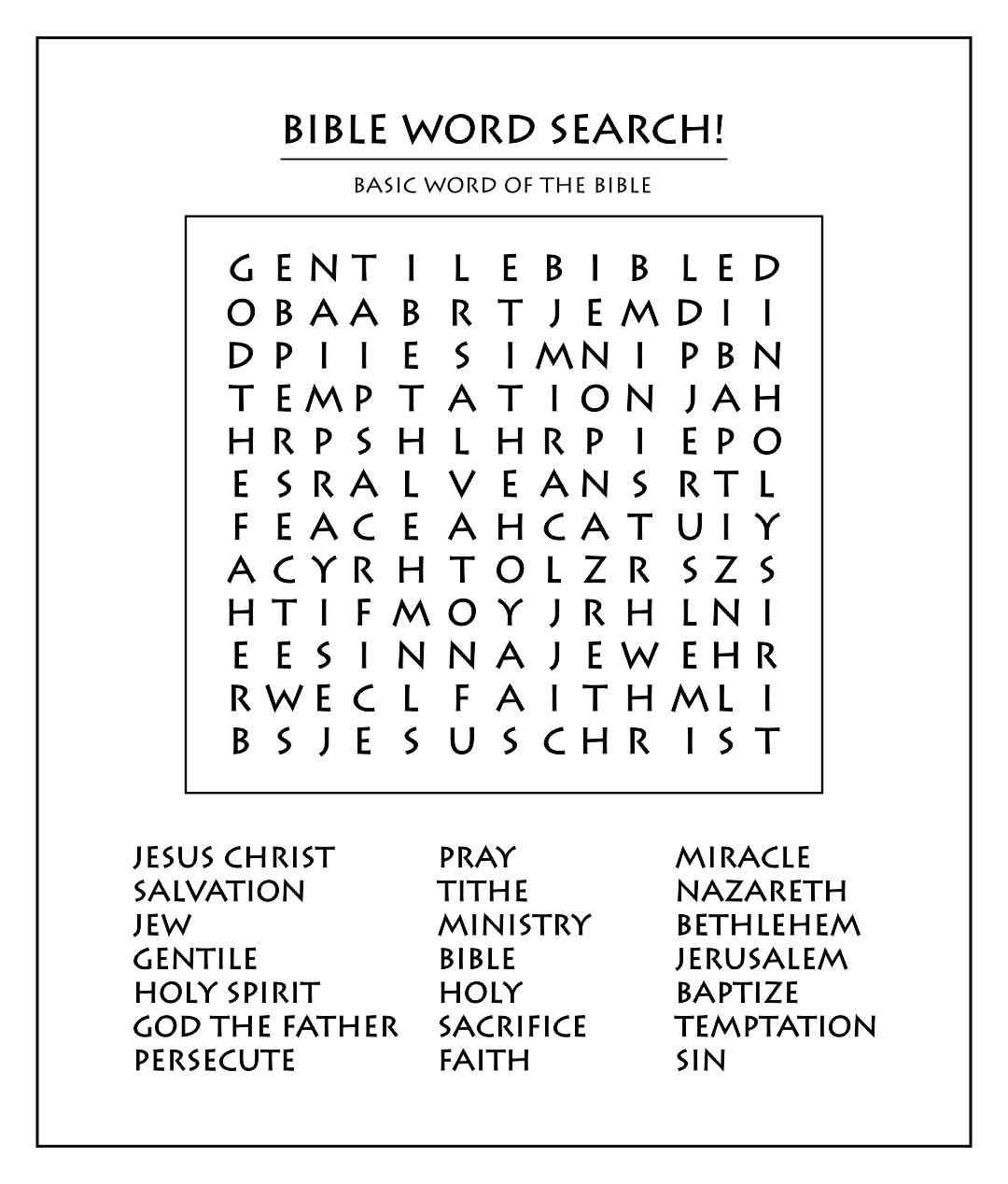 Kids Bible Word Search Puzzles Printable