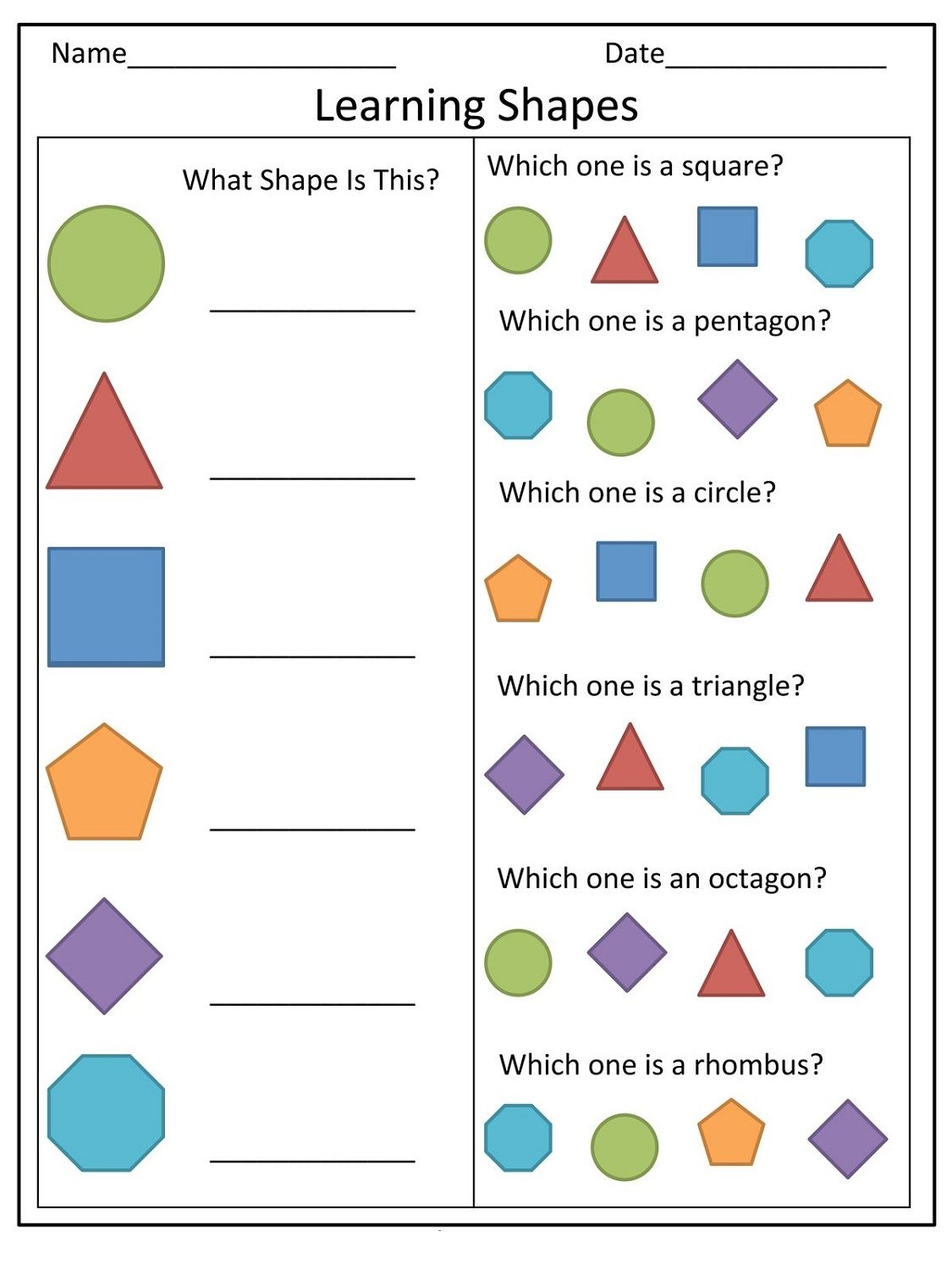 Kindergarten Shape Activities