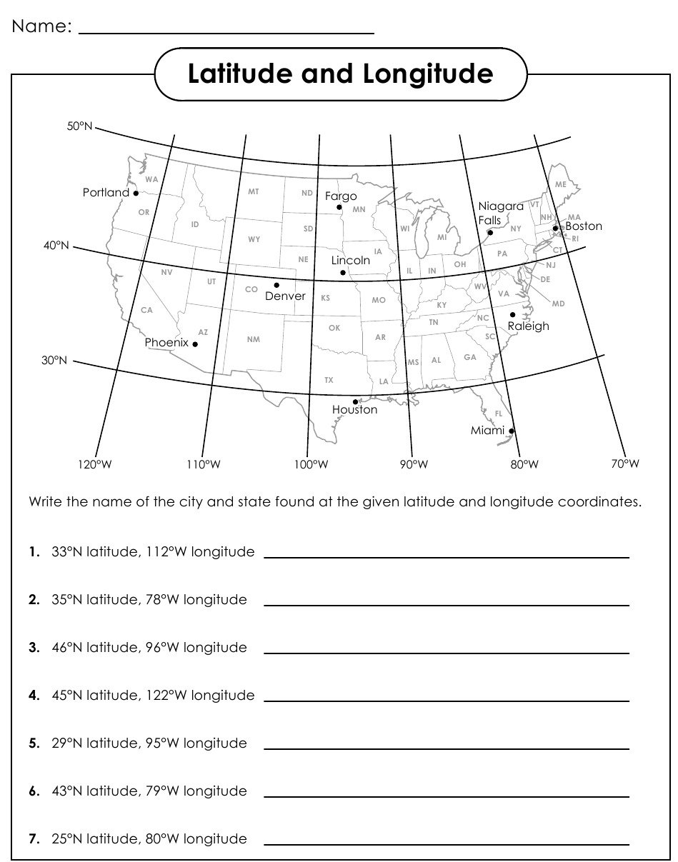 Latitude And Longitude Free Printable Worksheets
