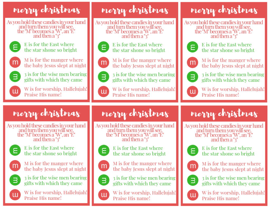 Free Printable M&M Christmas Poem Printable