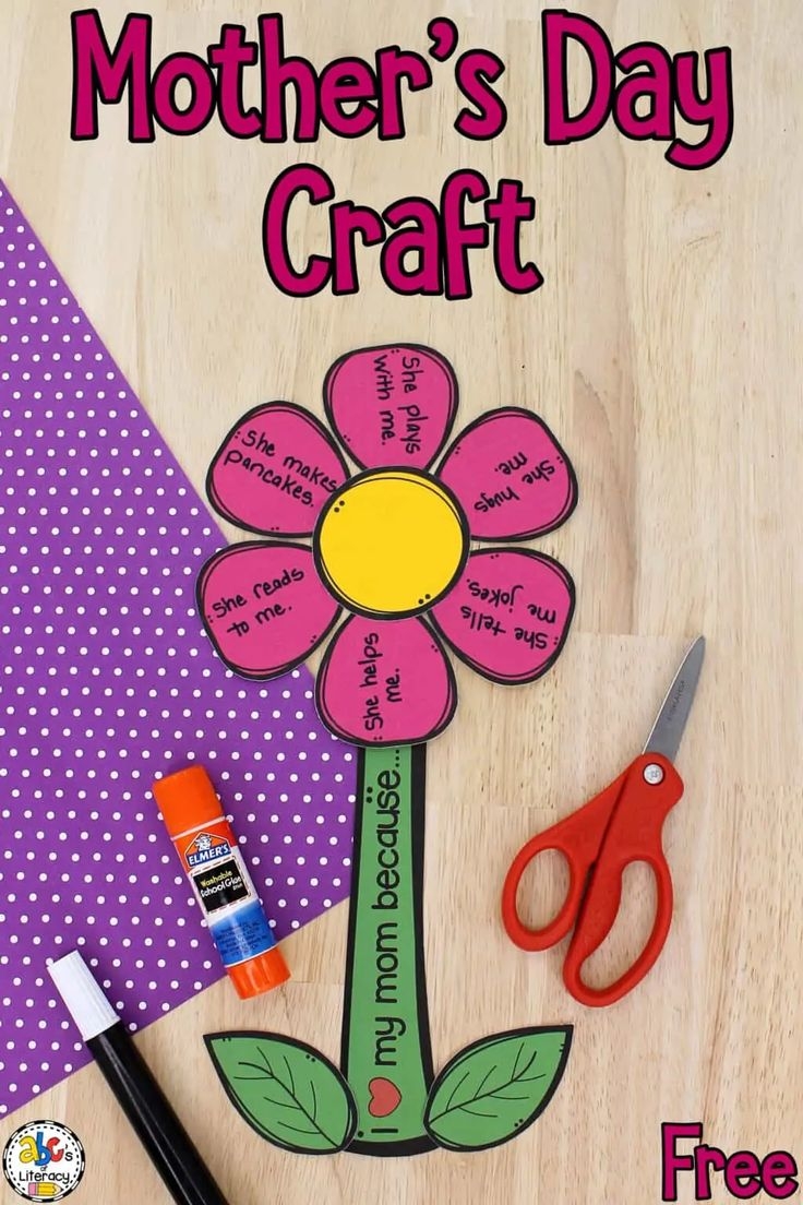 Mother 39 s Day Flower Craft Free Printable Template Mothers Day 