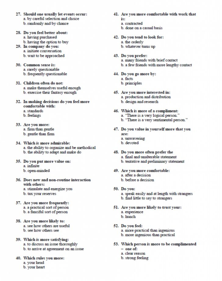 Myers Briggs Personality Type Test Take The Mbti Test With Regard 