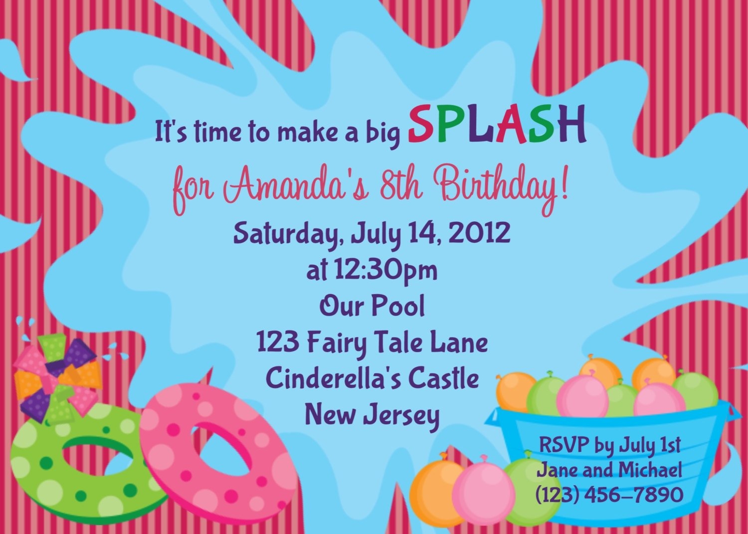 Pool Party Birthday Party Invitations Templates Free Download Drevio 