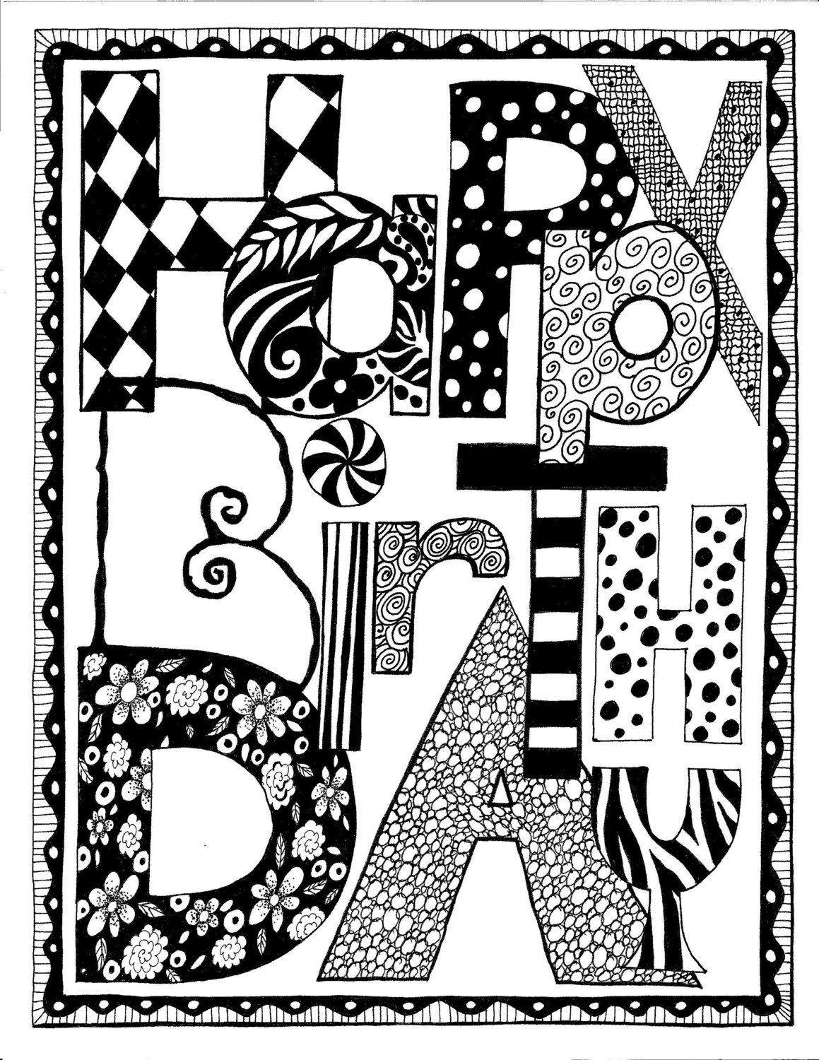 Print Out Black And White Birthday Cards Projects To Try Regarding 