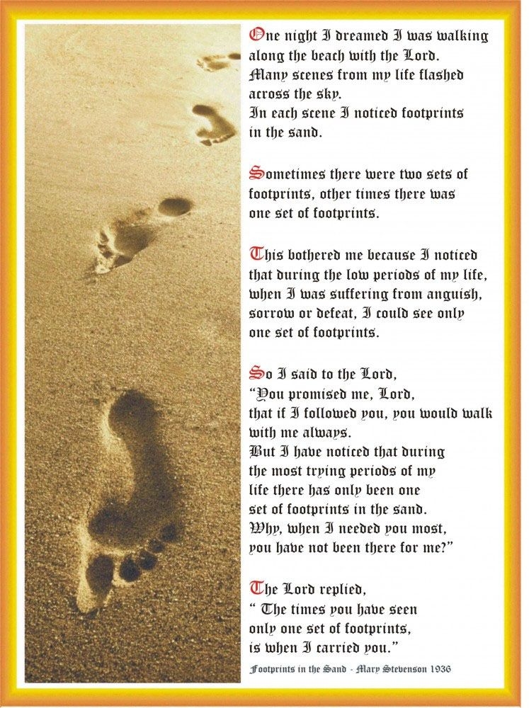 Printable Footprints In The Sand Poem