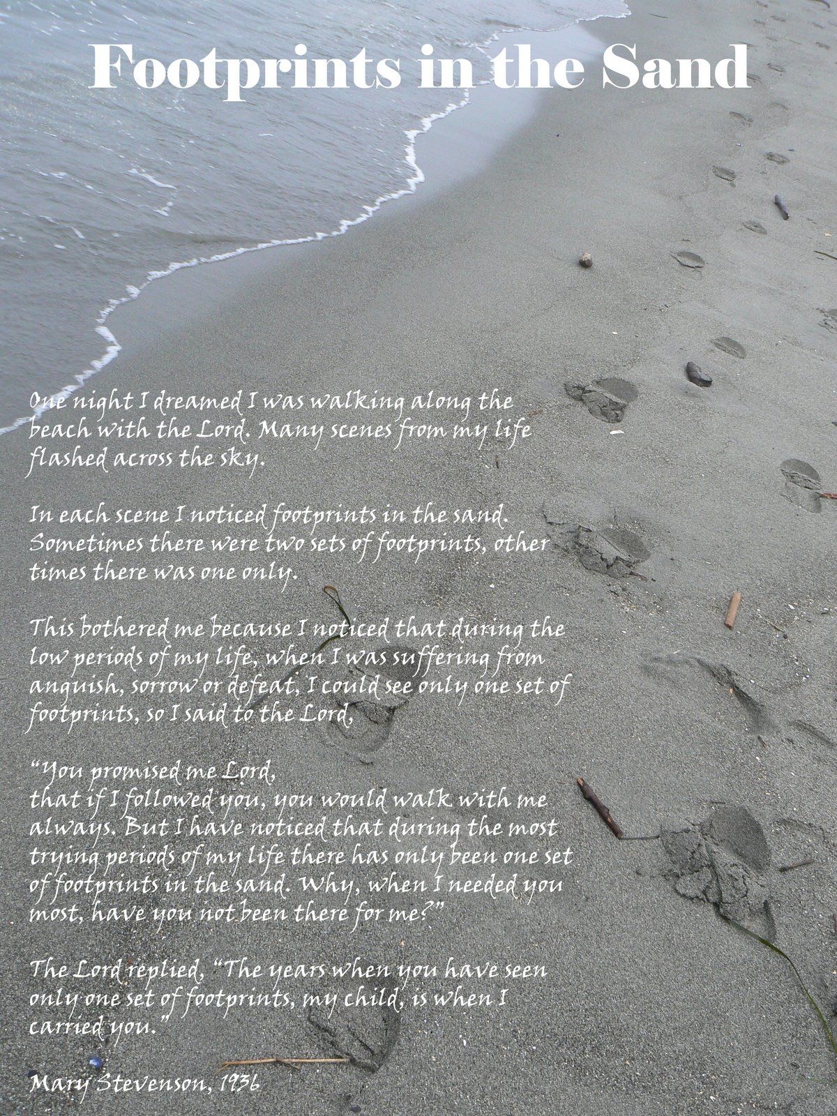 Printable Footprints In The Sand Poem