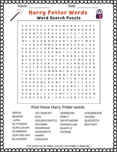 Printable Harry Potter Word Search