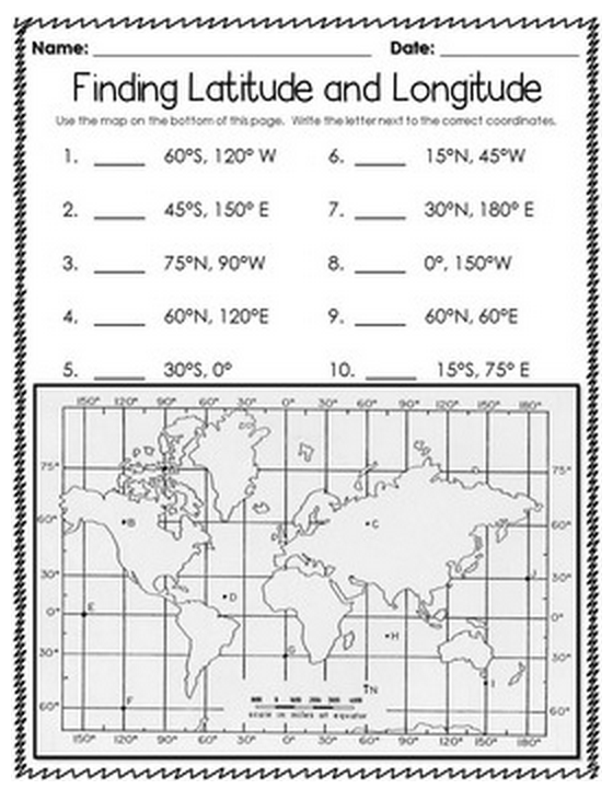 Printable Latitude And Longitude Worksheets