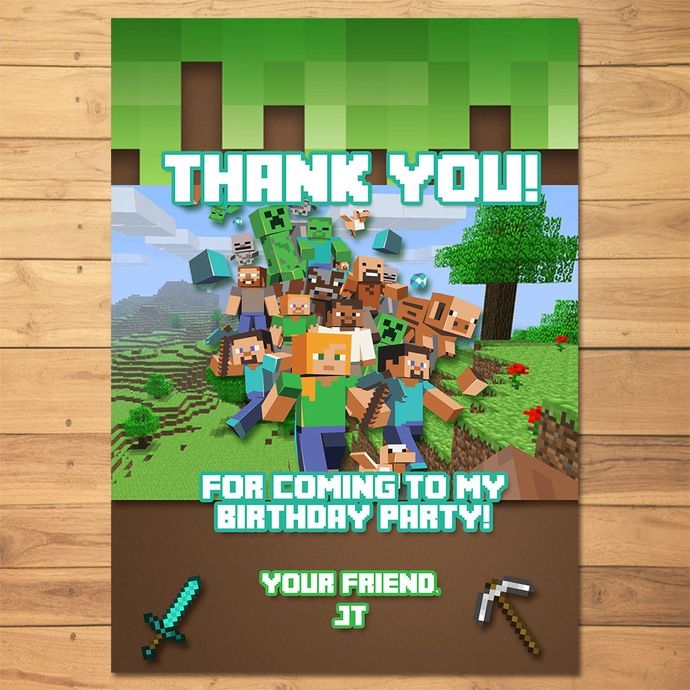 Printable Minecraft Thank You Cards Printable Word Searches