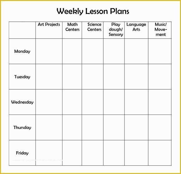 Printable Preschool Lesson Plan Forms Printable Forms Free Online