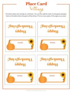Printable Thanksgiving Place Cards Free Printable Free Templates