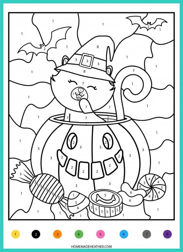 Pumpkin Color By Number Halloween Coloring Sheets Halloween Coloring 