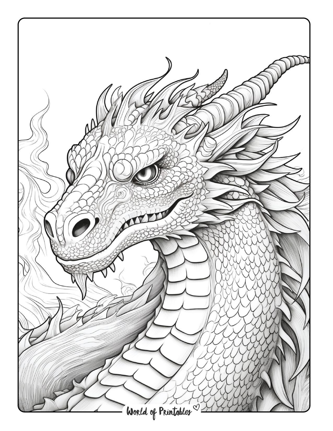 Realistic Dragon Coloring Pages Printable