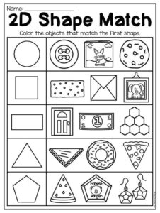 Shape Matching Worksheet For Kindergarten