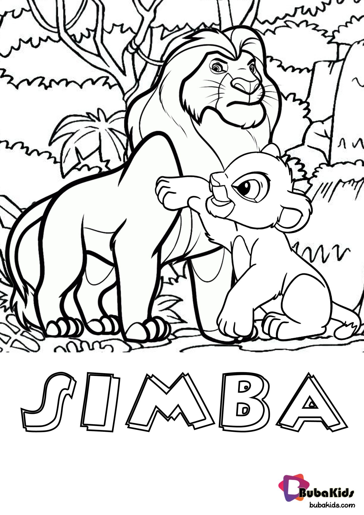 Simba Lion King Printable Coloring Page Free BubaKids