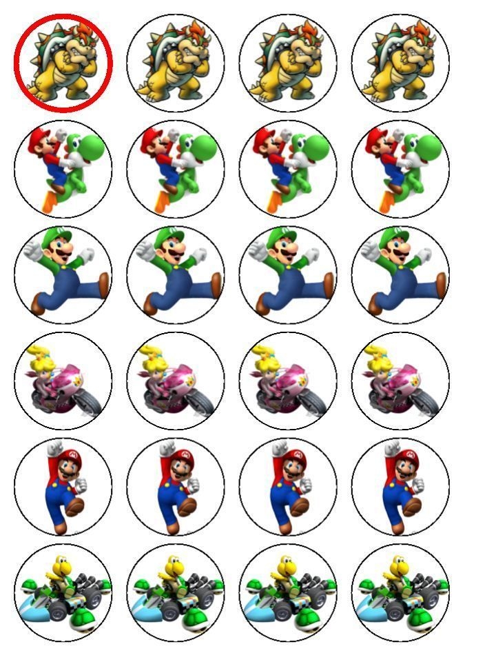 Super Mario Cupcake Toppers Free Printable