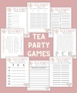Tea Party Games Bundle Printable Tea Party Games Tea Party Favors