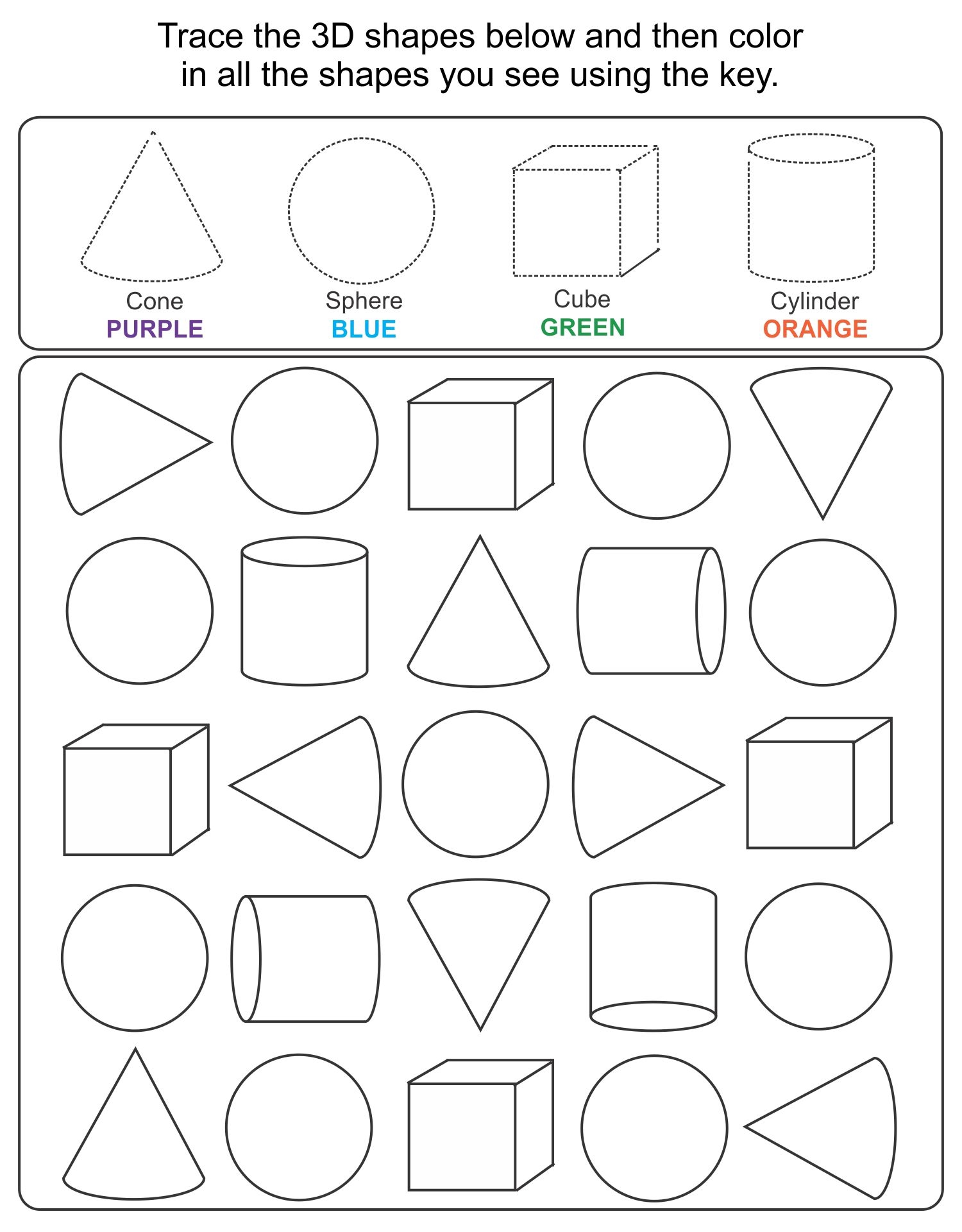 10 Best 3d Shapes Worksheets Printables Kindergarten Pdf For Free At 