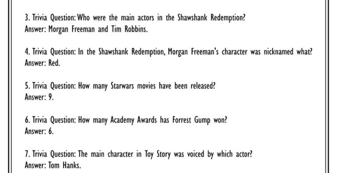 Free Printable Trivia Questions With Answers